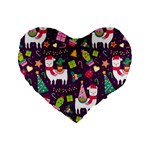 Colorful Funny Christmas Pattern Standard 16  Premium Flano Heart Shape Cushions Front