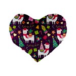 Colorful Funny Christmas Pattern Standard 16  Premium Flano Heart Shape Cushions Back