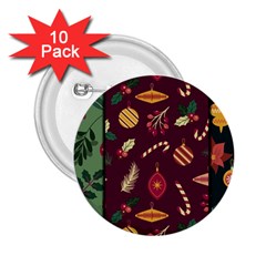 Christmas Pattern Collection Flat Design 2 25  Buttons (10 Pack) 