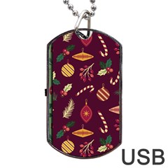 Christmas Pattern Collection Flat Design Dog Tag Usb Flash (two Sides)