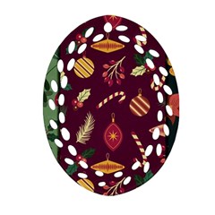 Christmas Pattern Collection Flat Design Ornament (oval Filigree)