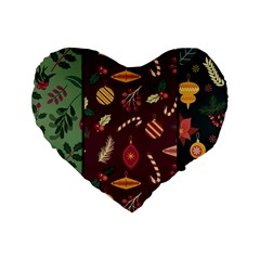 Christmas Pattern Collection Flat Design Standard 16  Premium Heart Shape Cushions by Vaneshart