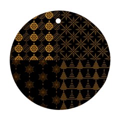 Golden Christmas Pattern Collection Round Ornament (two Sides) by Vaneshart