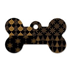 Golden Christmas Pattern Collection Dog Tag Bone (one Side) by Vaneshart