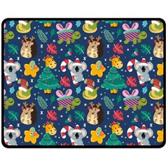 Colorful Funny Christmas Pattern Double Sided Fleece Blanket (medium) 