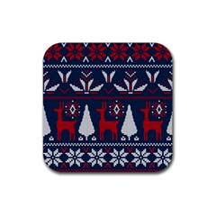 Knitted Christmas Pattern Rubber Coaster (square) 