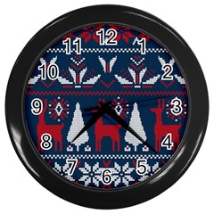 Knitted Christmas Pattern Wall Clock (black)