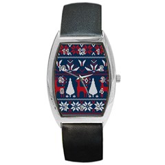 Knitted Christmas Pattern Barrel Style Metal Watch by Vaneshart