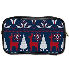 Knitted Christmas Pattern Toiletries Bag (two Sides)