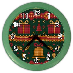 Knitted Christmas Pattern Color Wall Clock by Vaneshart