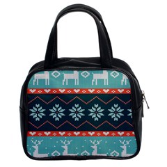 Beautiful Knitted Christmas Pattern Classic Handbag (two Sides) by Vaneshart