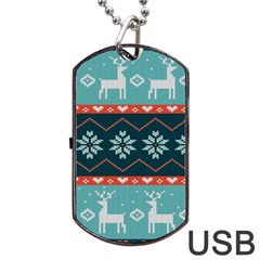 Beautiful Knitted Christmas Pattern Dog Tag Usb Flash (two Sides)