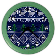 Beautiful Knitted Christmas Pattern Color Wall Clock by Vaneshart