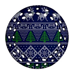 Beautiful Knitted Christmas Pattern Ornament (round Filigree) by Vaneshart