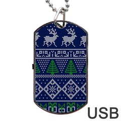 Beautiful Knitted Christmas Pattern Dog Tag Usb Flash (two Sides)