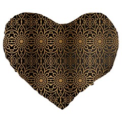 Luxury Ornamental Mandala Design Background Large 19  Premium Flano Heart Shape Cushions