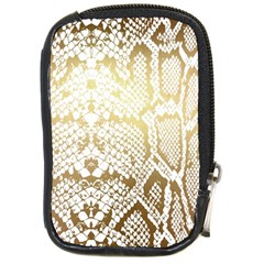 White And Gold Snakeskin Compact Camera Leather Case by mccallacoulture