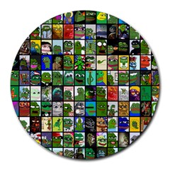 Pepe The Frog Memes Of 2019 Picture Patchwork Pattern Round Mousepads by snek