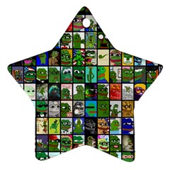 Pepe The Frog Memes Of 2019 Picture Patchwork Pattern Ornament (star) by snek