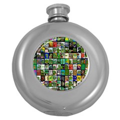 Pepe The Frog Memes Of 2019 Picture Patchwork Pattern Round Hip Flask (5 Oz) by snek