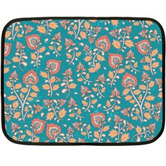 Teal Floral Paisley Double Sided Fleece Blanket (mini)  by mccallacoulture