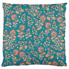 Teal Floral Paisley Large Cushion Case (two Sides)