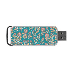 Teal Floral Paisley Portable Usb Flash (two Sides)