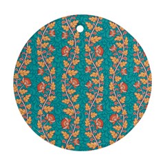 Teal Floral Paisley Stripes Ornament (round) by mccallacoulture