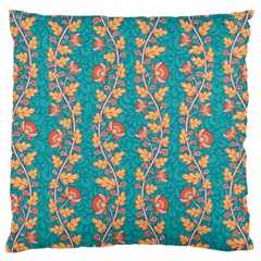 Teal Floral Paisley Stripes Large Cushion Case (two Sides) by mccallacoulture