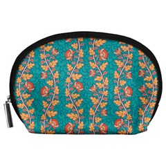 Teal Floral Paisley Stripes Accessory Pouch (large)