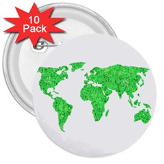 Environment Concept World Map Illustration 3  Buttons (10 Pack)  by dflcprintsclothing