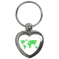 Environment Concept World Map Illustration Key Chain (heart) by dflcprintsclothing