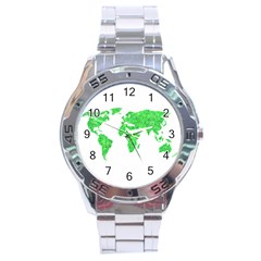 Environment Concept World Map Illustration Stainless Steel Analogue Watch by dflcprintsclothing