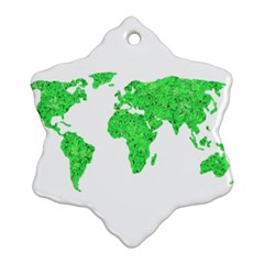 Environment Concept World Map Illustration Snowflake Ornament (two Sides) by dflcprintsclothing