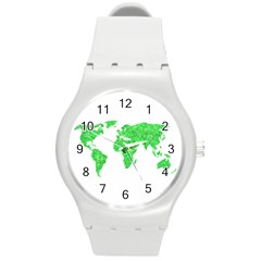 Environment Concept World Map Illustration Round Plastic Sport Watch (m) by dflcprintsclothing