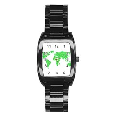 Environment Concept World Map Illustration Stainless Steel Barrel Watch by dflcprintsclothing