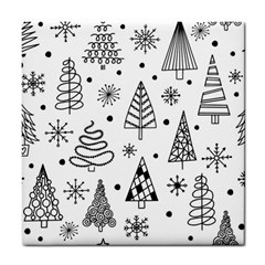 Seamless Pattern With Christmas Trees Tile Coaster