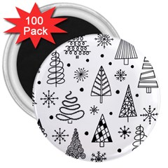 Seamless Pattern With Christmas Trees 3  Magnets (100 Pack) by Vaneshart