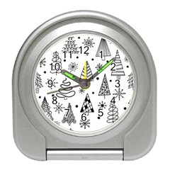 Seamless Pattern With Christmas Trees Travel Alarm Clock by Vaneshart