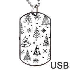 Seamless Pattern With Christmas Trees Dog Tag Usb Flash (one Side)