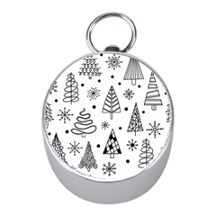 Seamless Pattern With Christmas Trees Mini Silver Compasses