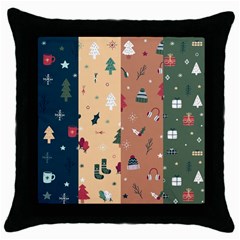 Flat Design Christmas Pattern Collection Throw Pillow Case (black)