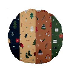 Flat Design Christmas Pattern Collection Standard 15  Premium Round Cushions