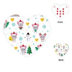 Christmas Seamless Pattern With Cute Kawaii Mouse Playing Cards Single Design (heart) by Vaneshart