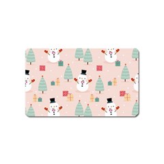 Cute Snowman Christmas Season Seamless Pattern Magnet (name Card) by Vaneshart