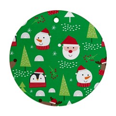 Cute Face Christmas Character Cute Santa Claus Reindeer Snowman Penguin Ornament (round)