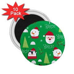 Cute Face Christmas Character Cute Santa Claus Reindeer Snowman Penguin 2 25  Magnets (10 Pack)  by Vaneshart