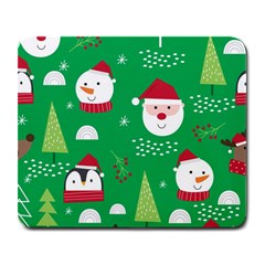 Cute Face Christmas Character Cute Santa Claus Reindeer Snowman Penguin Large Mousepads by Vaneshart