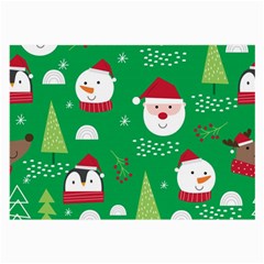 Cute Face Christmas Character Cute Santa Claus Reindeer Snowman Penguin Large Glasses Cloth (2 Sides) by Vaneshart