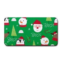 Cute Face Christmas Character Cute Santa Claus Reindeer Snowman Penguin Medium Bar Mats by Vaneshart